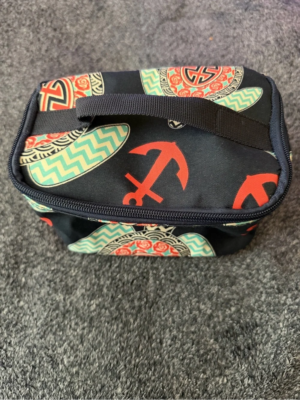 NGIL Navy Blue Cosmetic Bag with Nautical Print